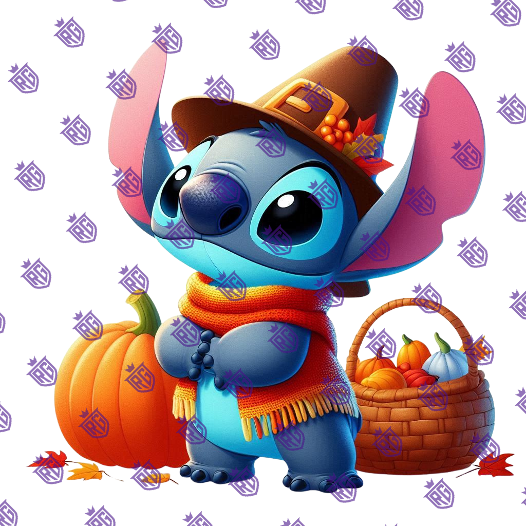 Stitch Fall Basket and pumpkin Acrylic Blank