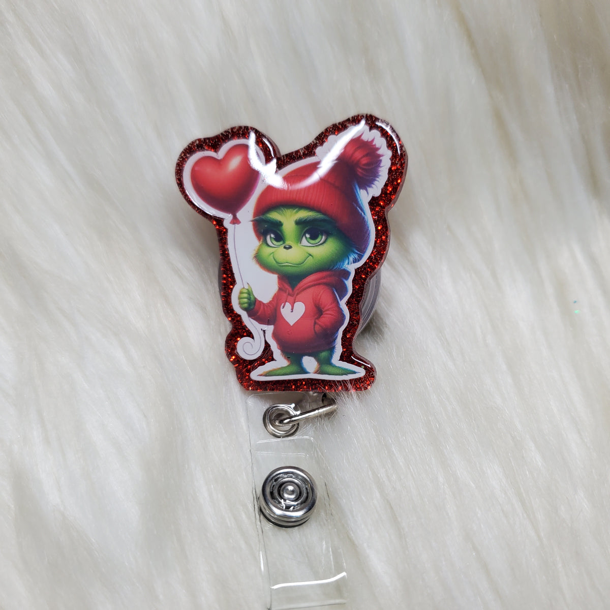 Valentines Grinch Badge Reel