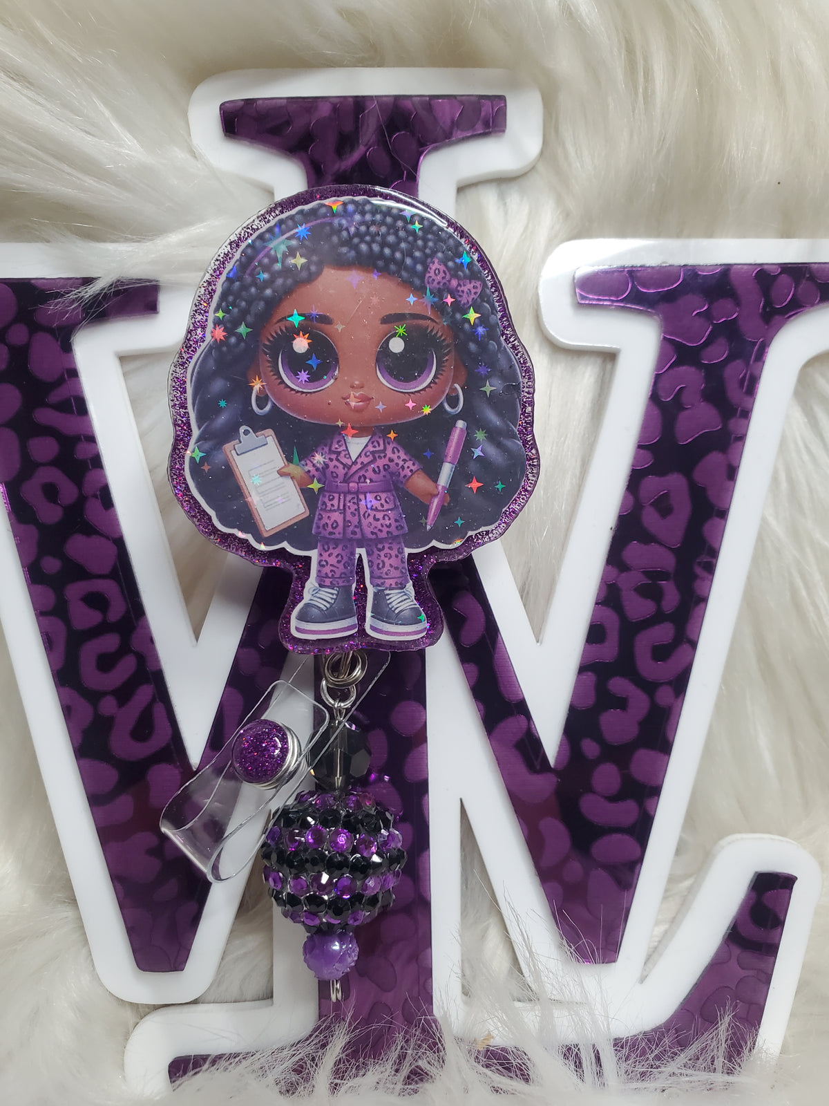 Purple Scrubs Nurse Badge Reel