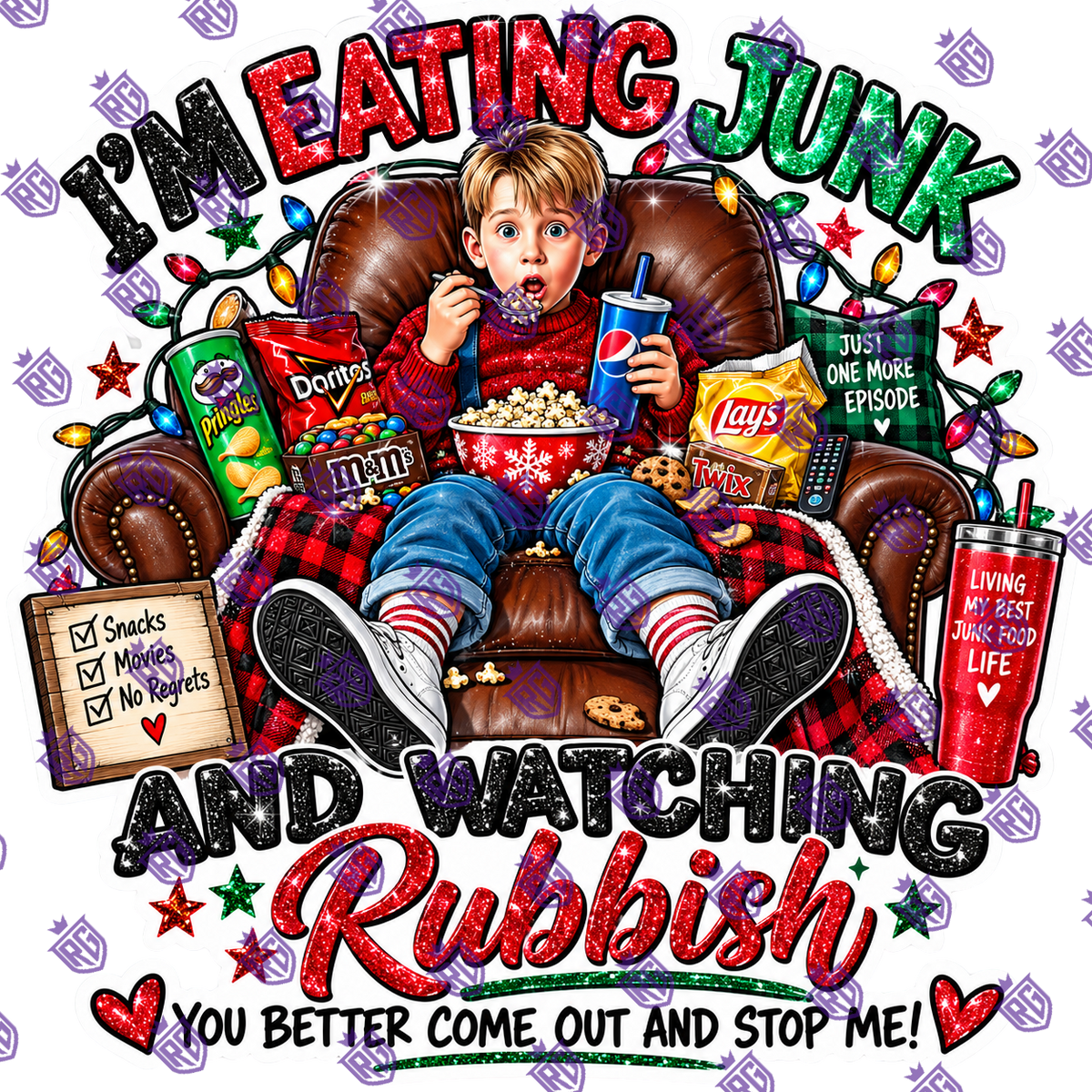 Eating Junk And Watching Rubbish Christmas Acrylic Blank