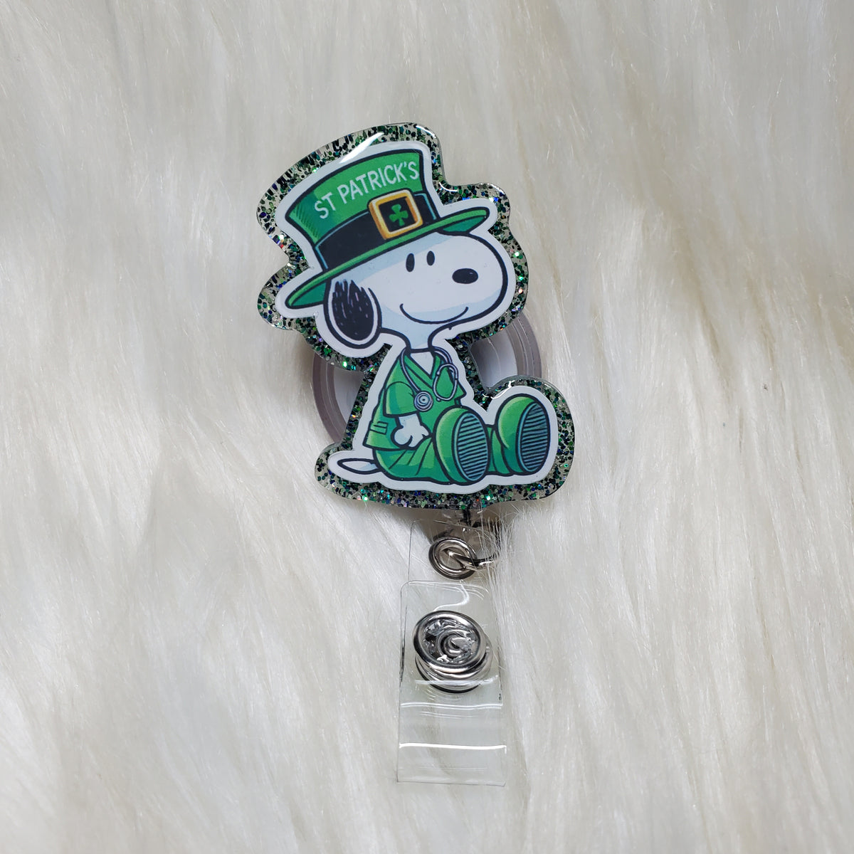 St. Patricks Nurse Snoopy Badge Reel
