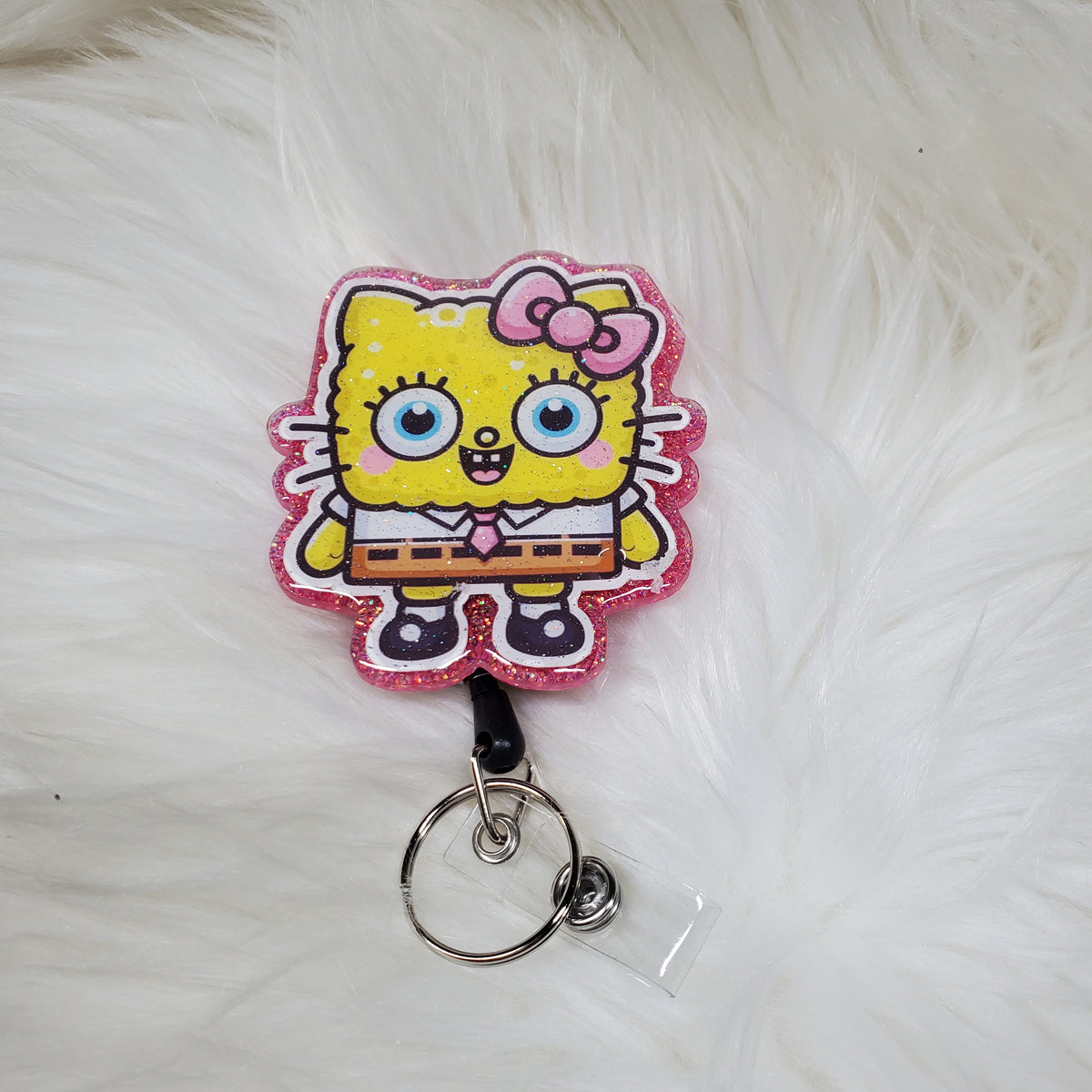 Spongegirl Pink Bow Badge Reel