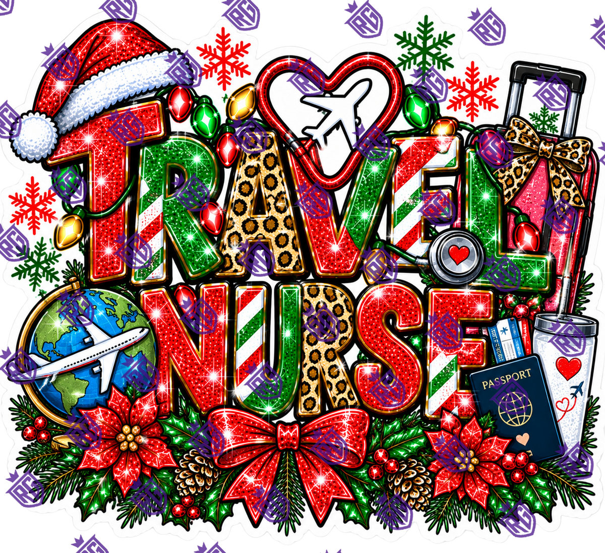 Travel Nurse Christmas Acrylic Blank