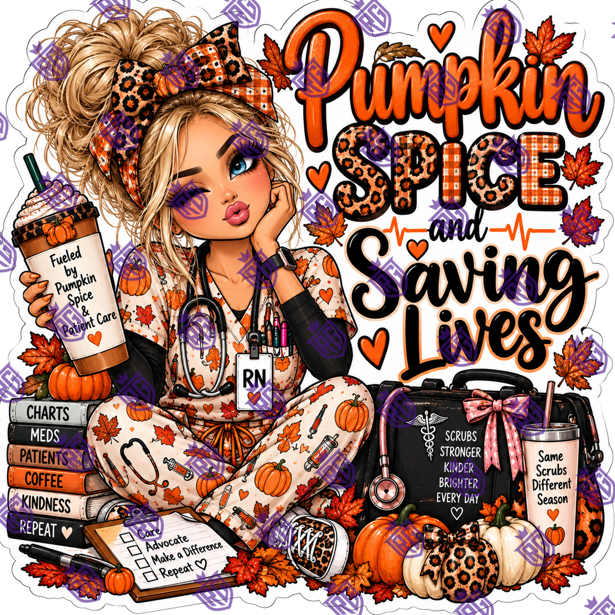 Pumpkin Spice and saving lives Fall Blonde nurse Acrylic Blank