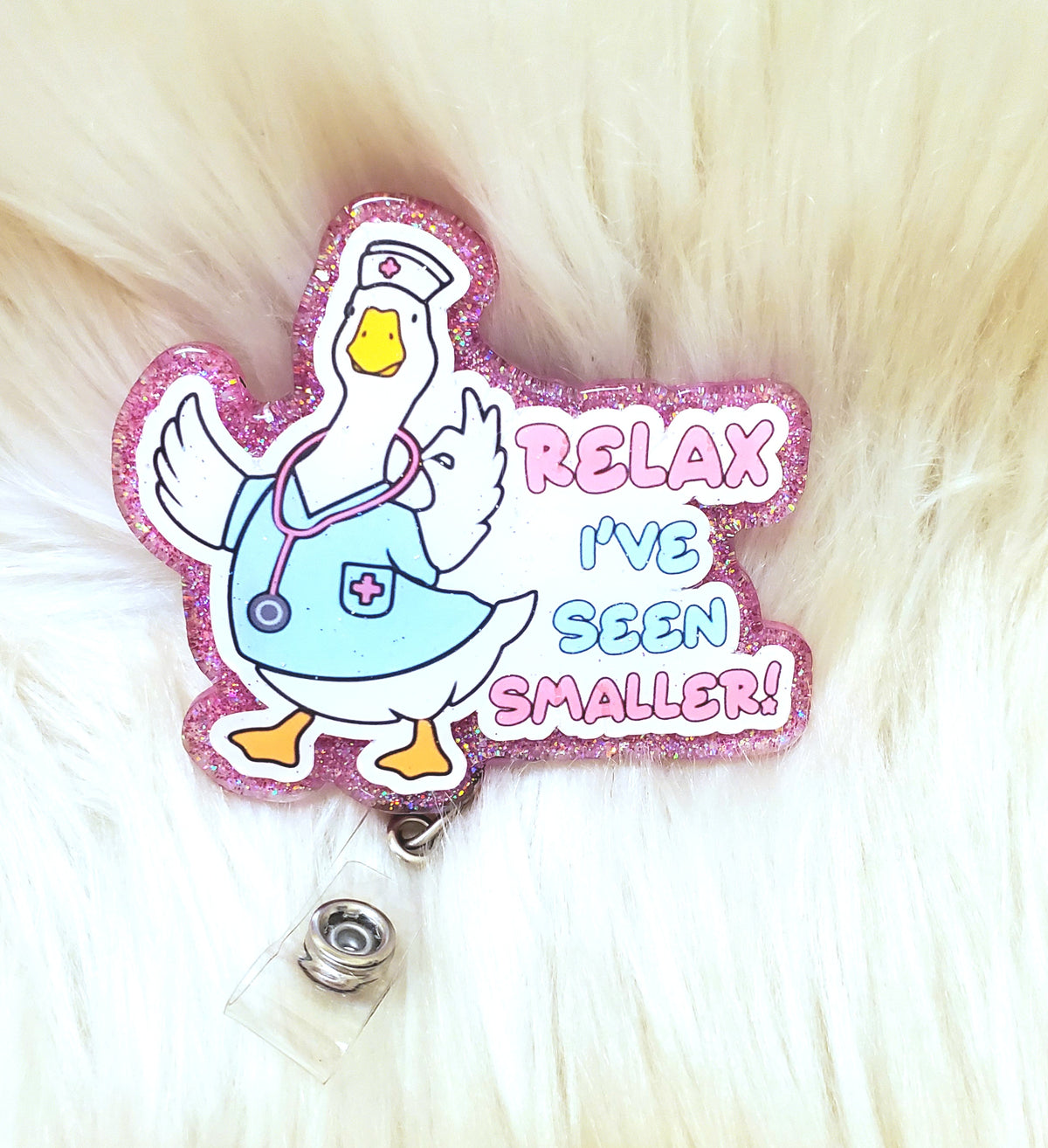 Relax I've Seen Smaller Badge Reel