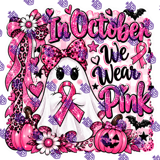 Breast Cancer Awareness we wear pink boo leopard Acrylic Blank