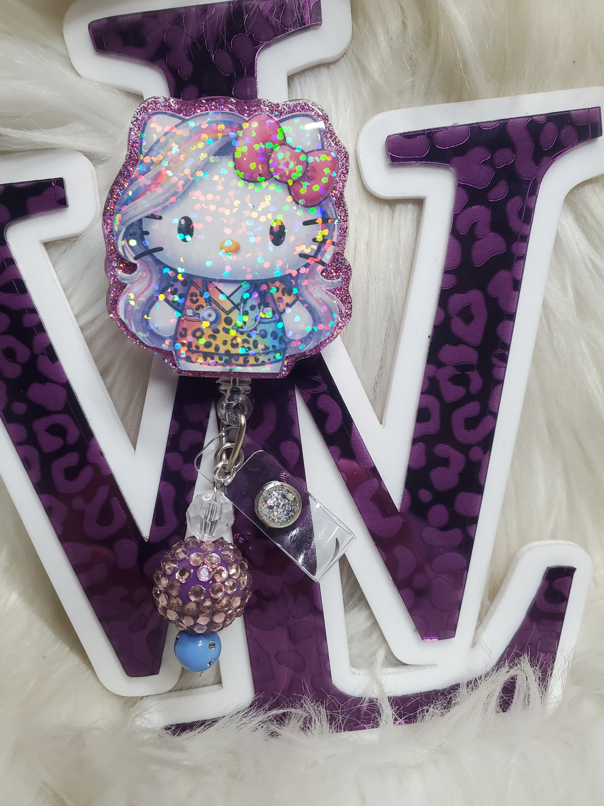 Rainbow Cheetah Print Scrub Nurse Badge Reel