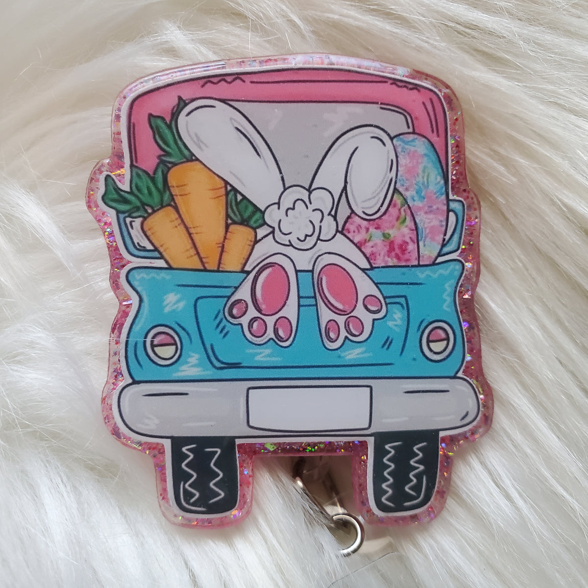 Easter Truck Bunny Butt Badge Reel
