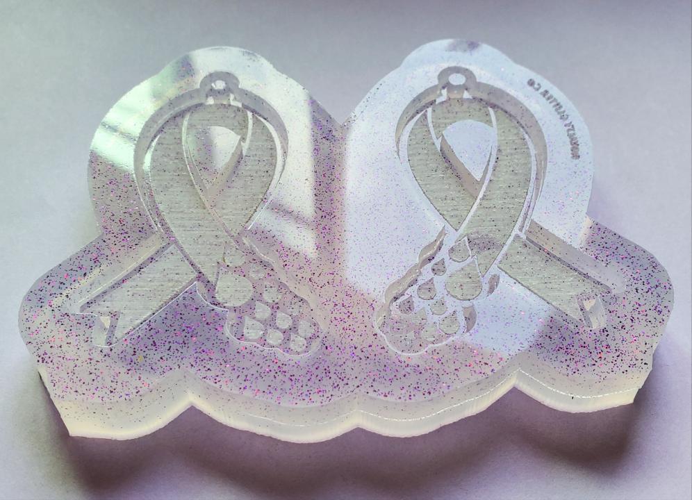 Diabetes Ribbon double key chain/ earrings  shaker mold
