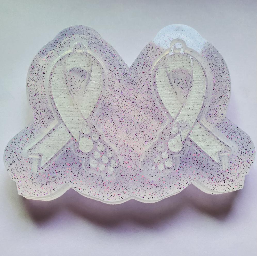 Diabetes Ribbon double key chain/ earrings  shaker mold